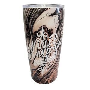 Harley Davidson Dining Drinkware, Marble Glitter Print Travel Tumbler & Sip Lid